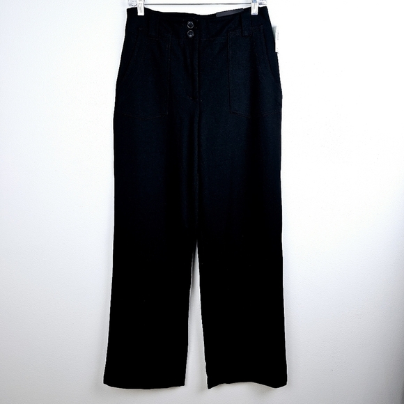 Maurices Black Ponte Patch Pocket High Rise Wide Leg Dress Pant NWT - Picture 4 of 16